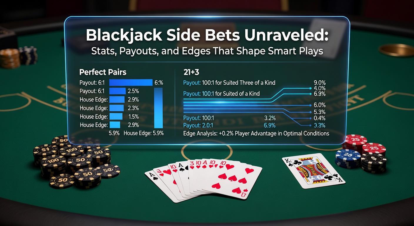 Blackjack-Tisch mit Nebenwetten-Feldern, wo Spieler zusätzliche Einsätze platzieren, um spannende Varianten zu erleben